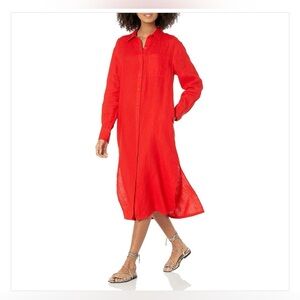 The Drop Fiona Relaxed Linen Midi Shirt Dress – 5X